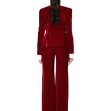 Red Velvet Jacket With Crystal Accessory Detail