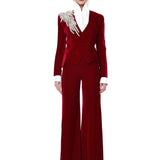 Red Velvet Jacket With Crystal Accessory Detail