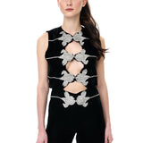 Black Velvet Jumpsuit With Crystal Floral Embroidery Décolleté