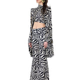 Zebra Knitted Flare Pants