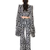 Zebra Knitted Flare Pants