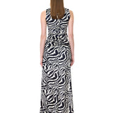 Zebra Knitted Halter Top With Gold Metallic Button