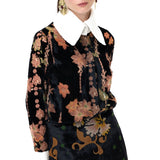 Black Velvet Mini Skirt With Chiffon Print