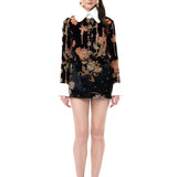 Black Velvet Mini Skirt With Chiffon Print
