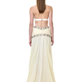 Cream Chiffon Pleated Halter Neck Top