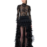 Black Lace Body With Beaded Tassels
