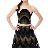 Gold Glitter Lampshade Skirt With Velvet Borders