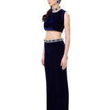 Navy Maxi Skirt With Crystal Belt