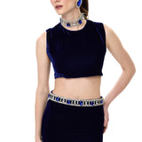 Navy Maxi Skirt With Crystal Belt