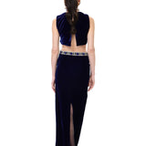 Navy Velvet Crop Top