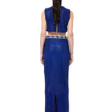 Sapphire Crystal-Embellished Mesh Skirt With Crystal Belt Detail