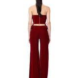 Red Velvet Flare Pants