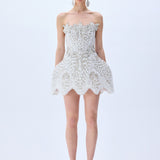 Grape Embroidered Crystal Beaded Structural Mini Dress