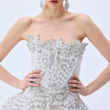 Grape Embroidered Crystal Beaded Structural Mini Dress