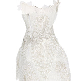Grape Embroidered Crystal Beaded Structural Mini Dress