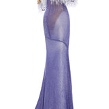 Embroidered Net Off Shoulder Gown With Crystal Bunch Of Grapes