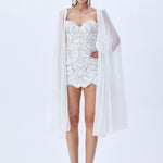 HC25-D-1005-White-38 raisa_vanessa crystal-chain-and-flower-embroidered-lace-mini-dress-with-chiffon-pleated-crystal-chain-with-cape