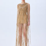 Tulle Dress With Crystal Fringes