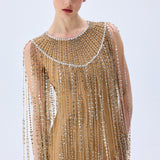 Tulle Dress With Crystal Fringes