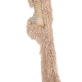 Baguette Crystal Striped Tulle One Shouldered Mini Dress With Feathers