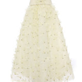 Crinoline With Feather Crystal Flowers And Draped Tulle Waistline With Crystal Borders
