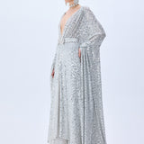 HC25-T-1001-Silver-36 raisa_vanessa chiffon-silver-fully-sequined-kaftan-with-crystal-belt