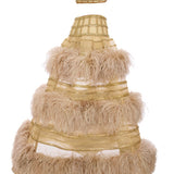 Gold Crystal Chain Crinoline With Silk Feathers