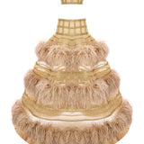 Gold Crystal Chain Crinoline With Silk Feathers