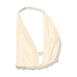 Crystal Bordered Draped Tully Crop Top