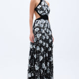 SS25-D-1035-black-36 raisa_vanessa flower-shaped-sequin-embroidered-black-net-gown-with-handmade-belt-detail