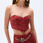 SS25-T-1008-brick-40 raisa_vanessa brick-linen-corset-top-with-sequined-stripes