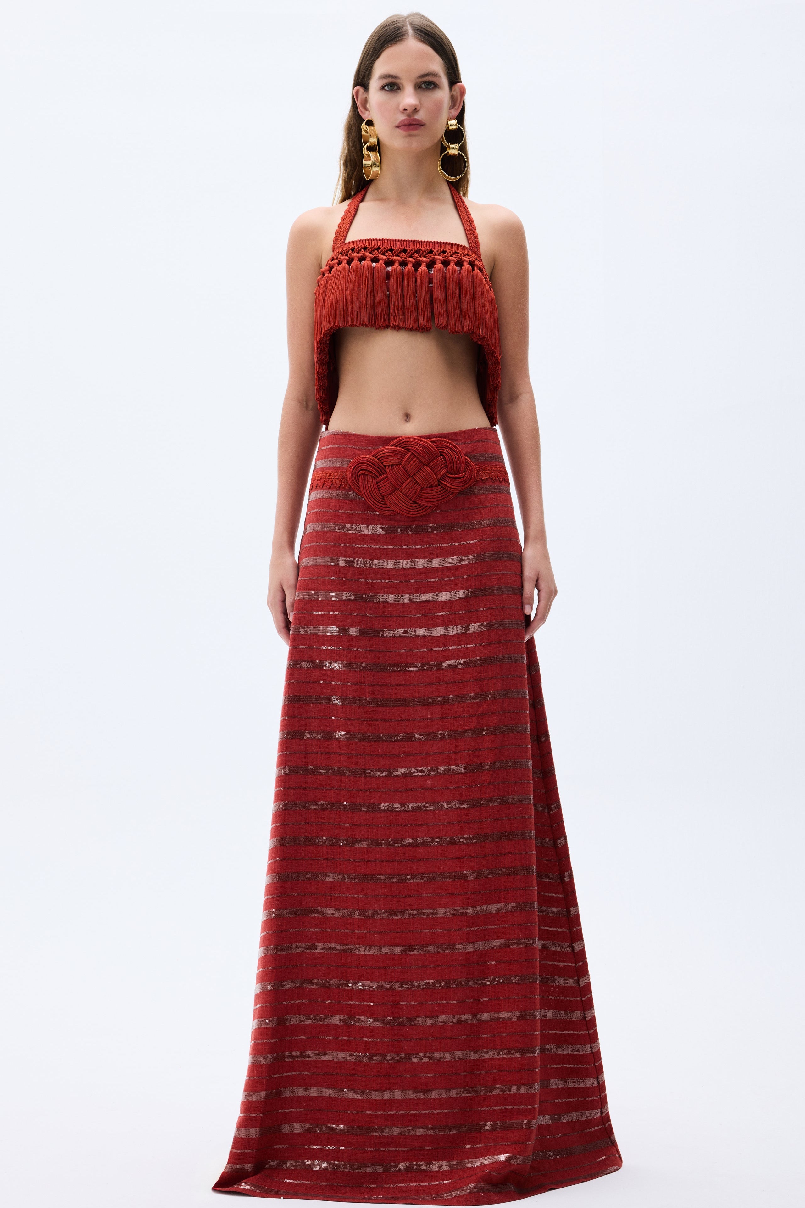 SS25-S-1007-brick-34 raisa_vanessa brick-linen-maxi-skirt-with-sequined-stripes-handmade-belt-detail