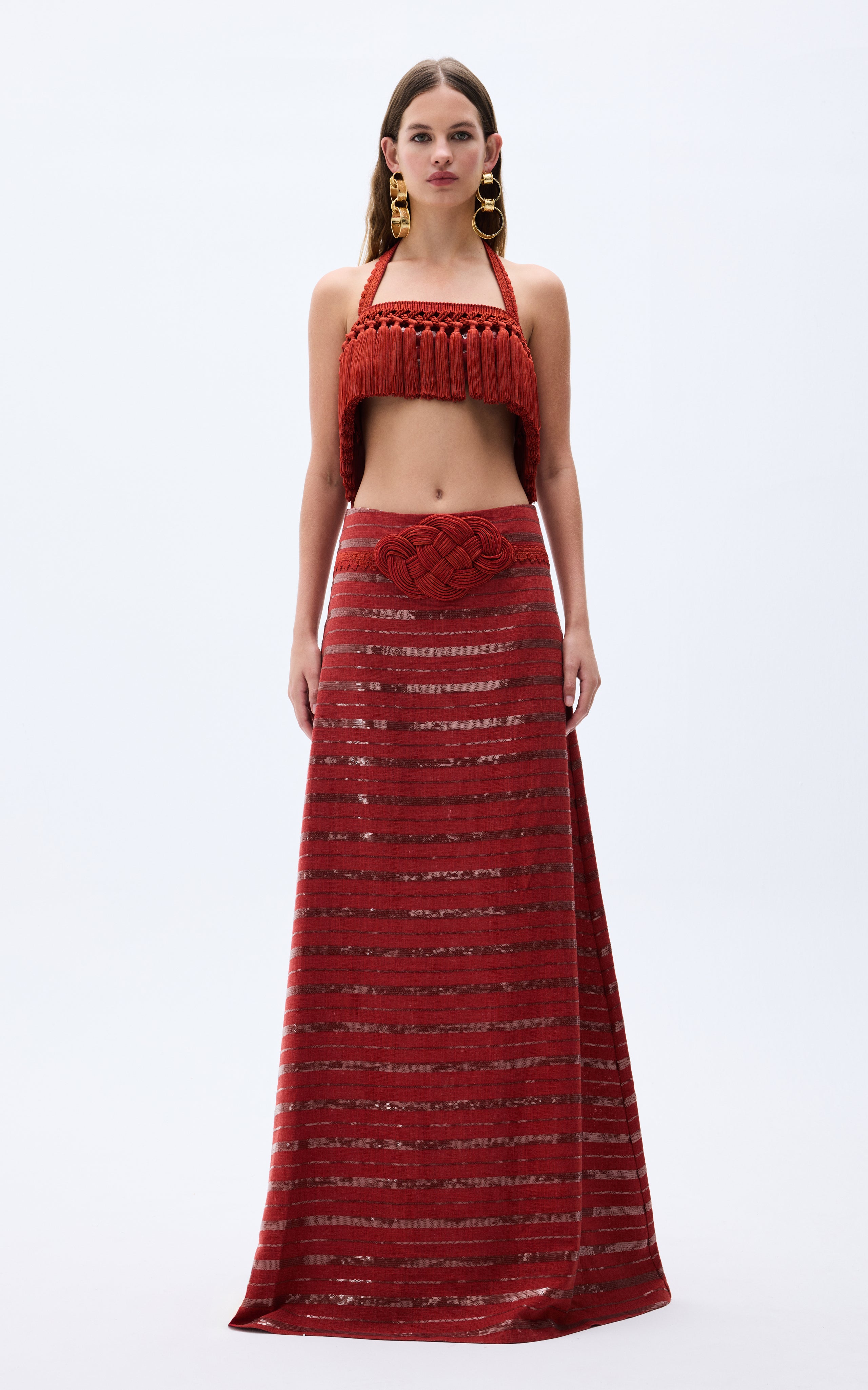 SS25-S-1007-brick-34 raisa_vanessa brick-linen-maxi-skirt-with-sequined-stripes-handmade-belt-detail