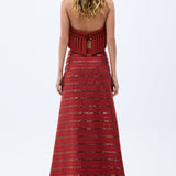 SS25-S-1007-brick-40 raisa_vanessa brick-linen-maxi-skirt-with-sequined-stripes-handmade-belt-detail