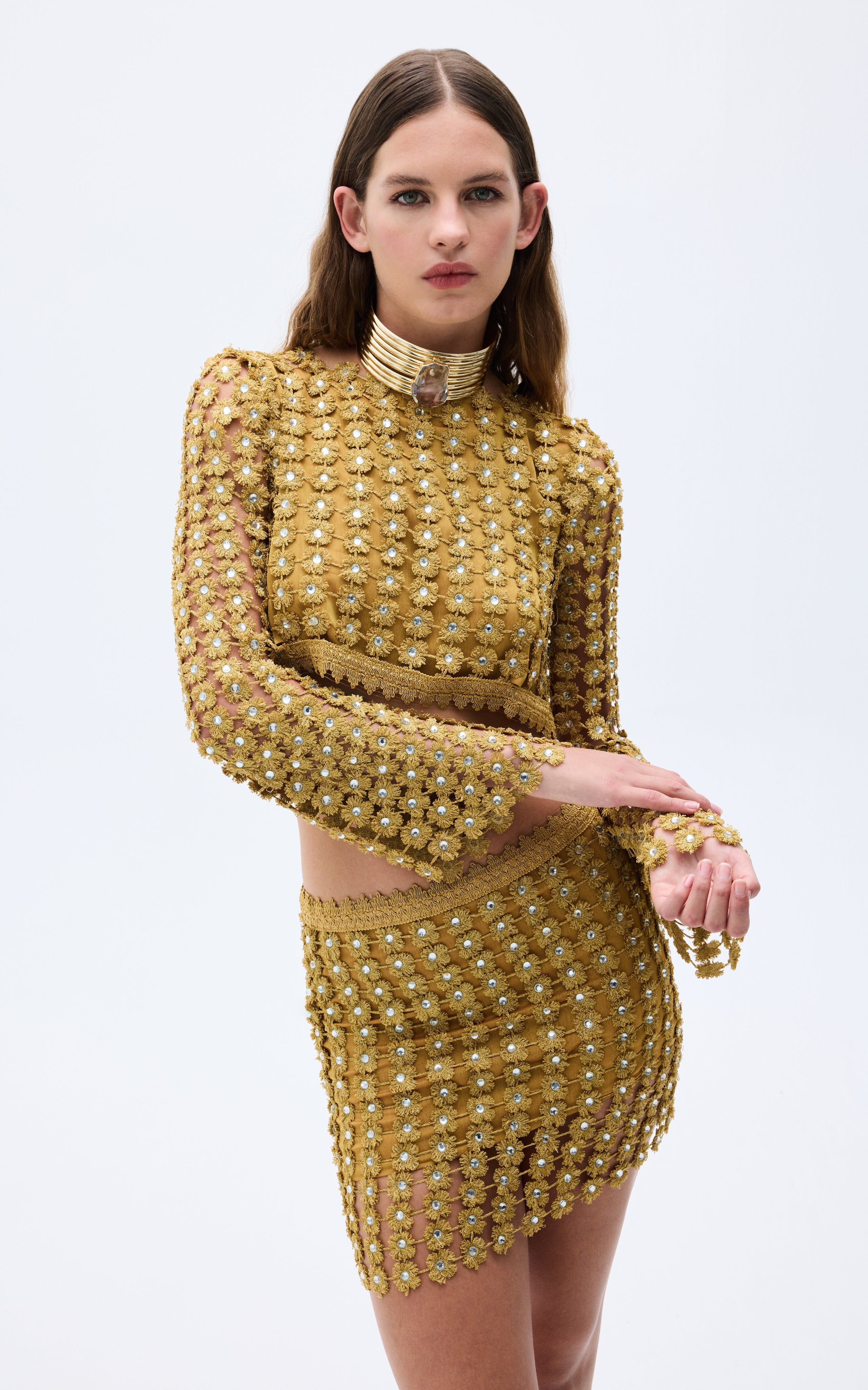 SS25-S-1009-gold-40 raisa_vanessa gold-flower-embroidered-crystal-detailed-mini-skirt