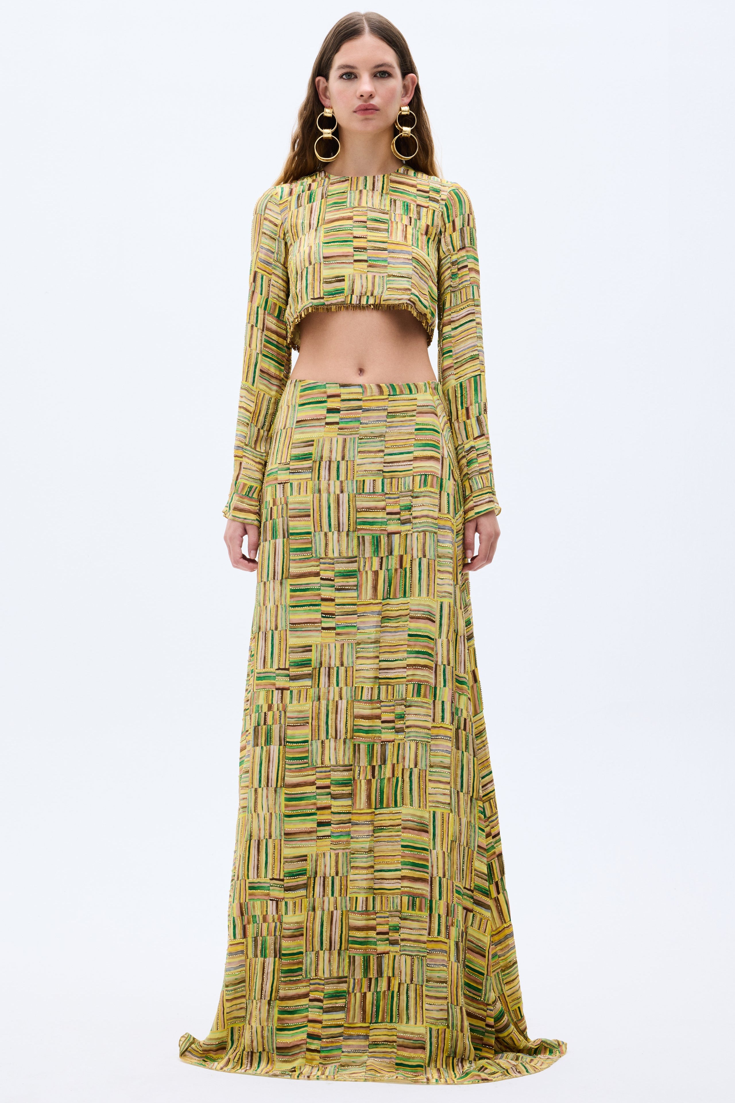 SS25-T-1014-printed-34 raisa_vanessa gold-beaded-printed-chiffon-crop-top-with-gold-chain-detail