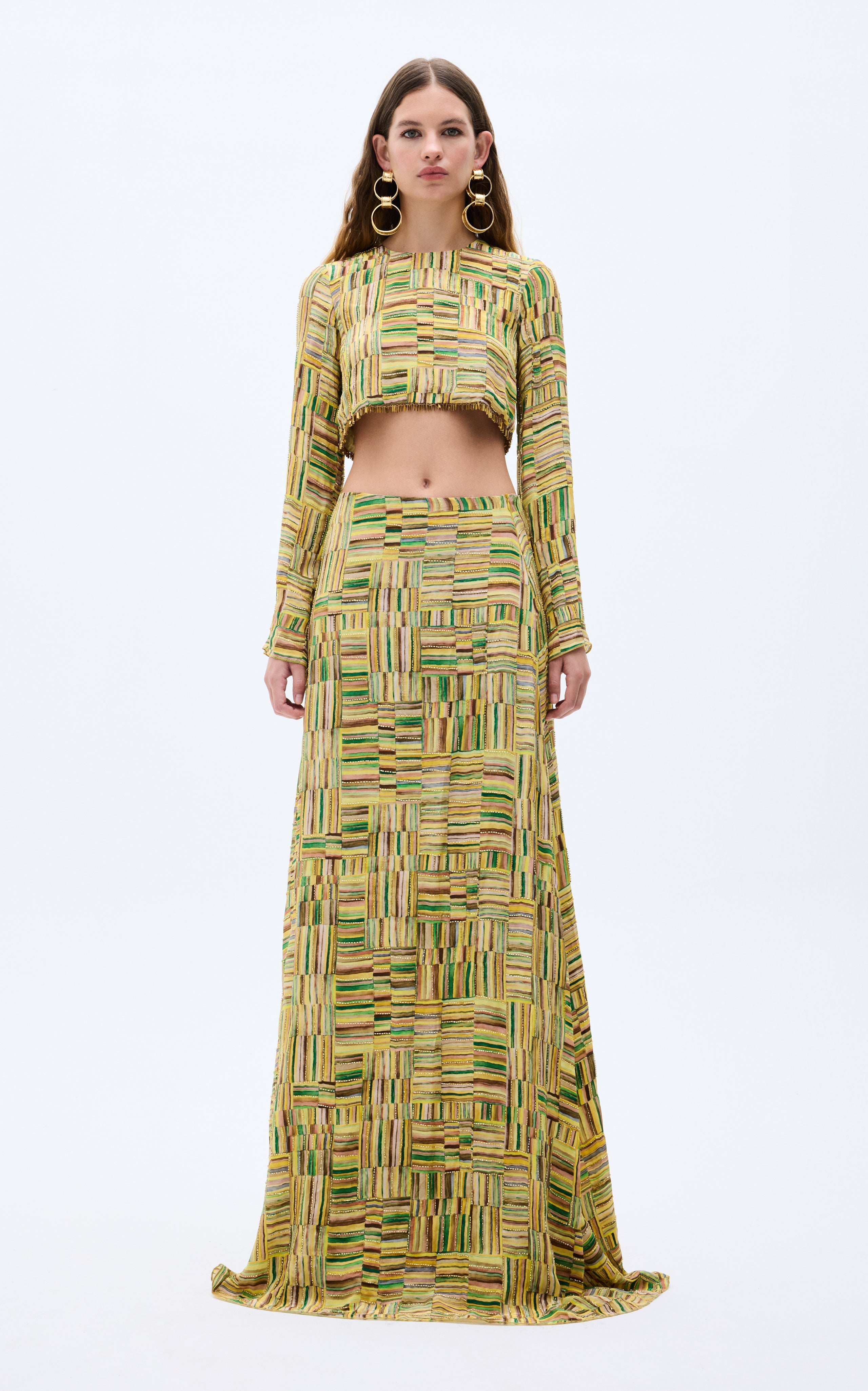 SS25-T-1014-printed-34 raisa_vanessa gold-beaded-printed-chiffon-crop-top-with-gold-chain-detail