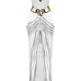 White Strapless Medusa Maxi Dress With Sequin Details