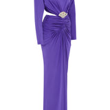 Purple Jersey Maxi Dress with Crystal Stoned Details