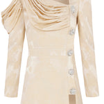 high-waist-jaquard-draped-mini-dress-with-crystal-buckle-details raisa_vanessa high-waist-jaquard-draped-mini-dress-with-crystal-buckle-details