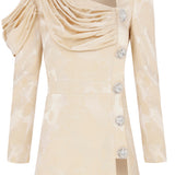 high-waist-jaquard-draped-mini-dress-with-crystal-buckle-details raisa_vanessa high-waist-jaquard-draped-mini-dress-with-crystal-buckle-details