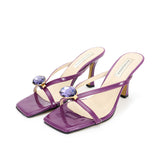 Purple Strap Sandal Heels