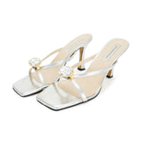 Silver Strap Sandal Heels