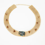 Gold Metal Chain Belt With Swarovski Stones