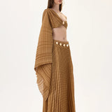 Pleated Chiffon Envelope Skirt With Gold Metal Accessories