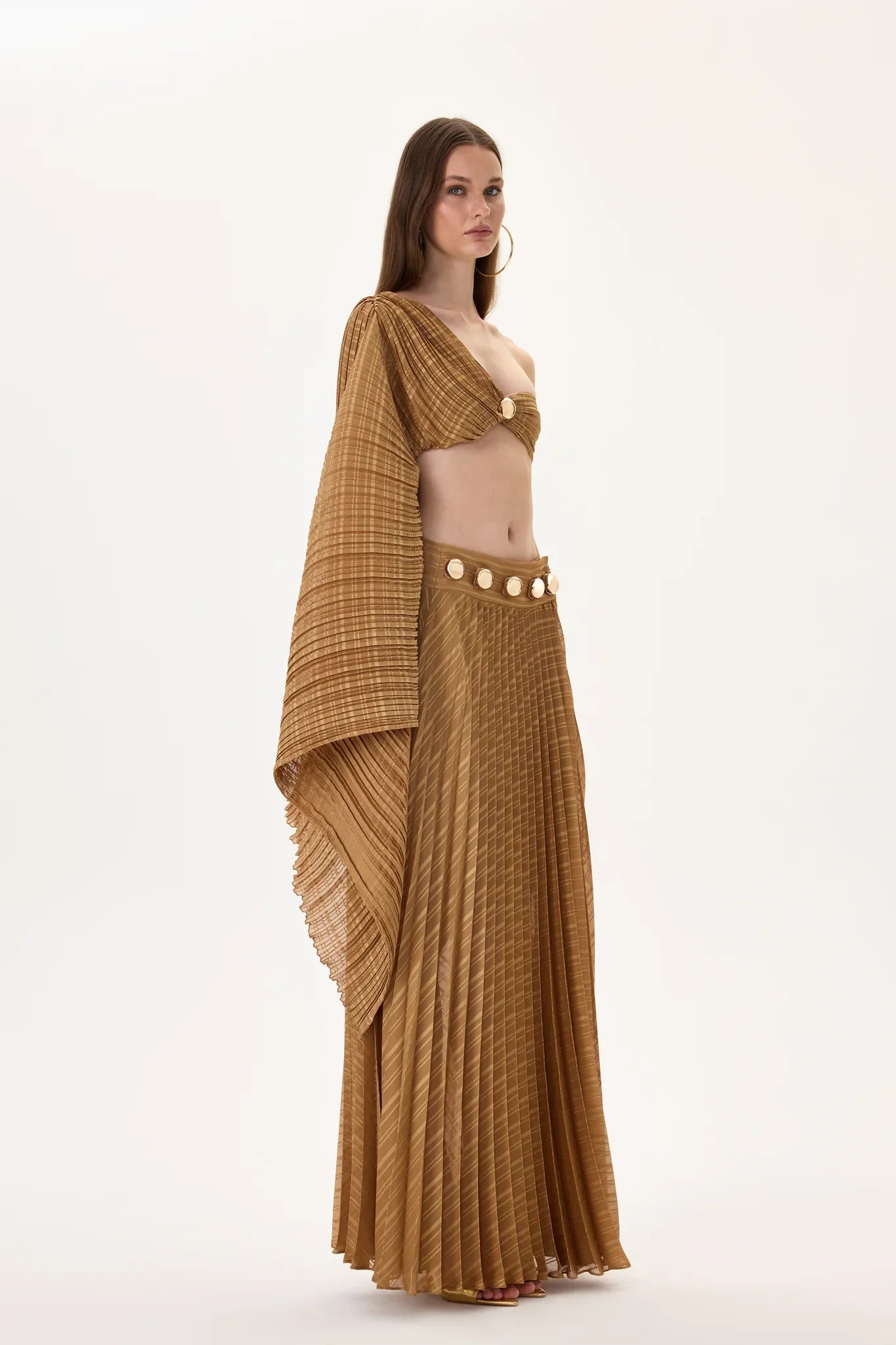 SS26-T-1011-36 raisa_vanessa pleated-chiffon-one-sleeved-crop-top-with-elasticated-back