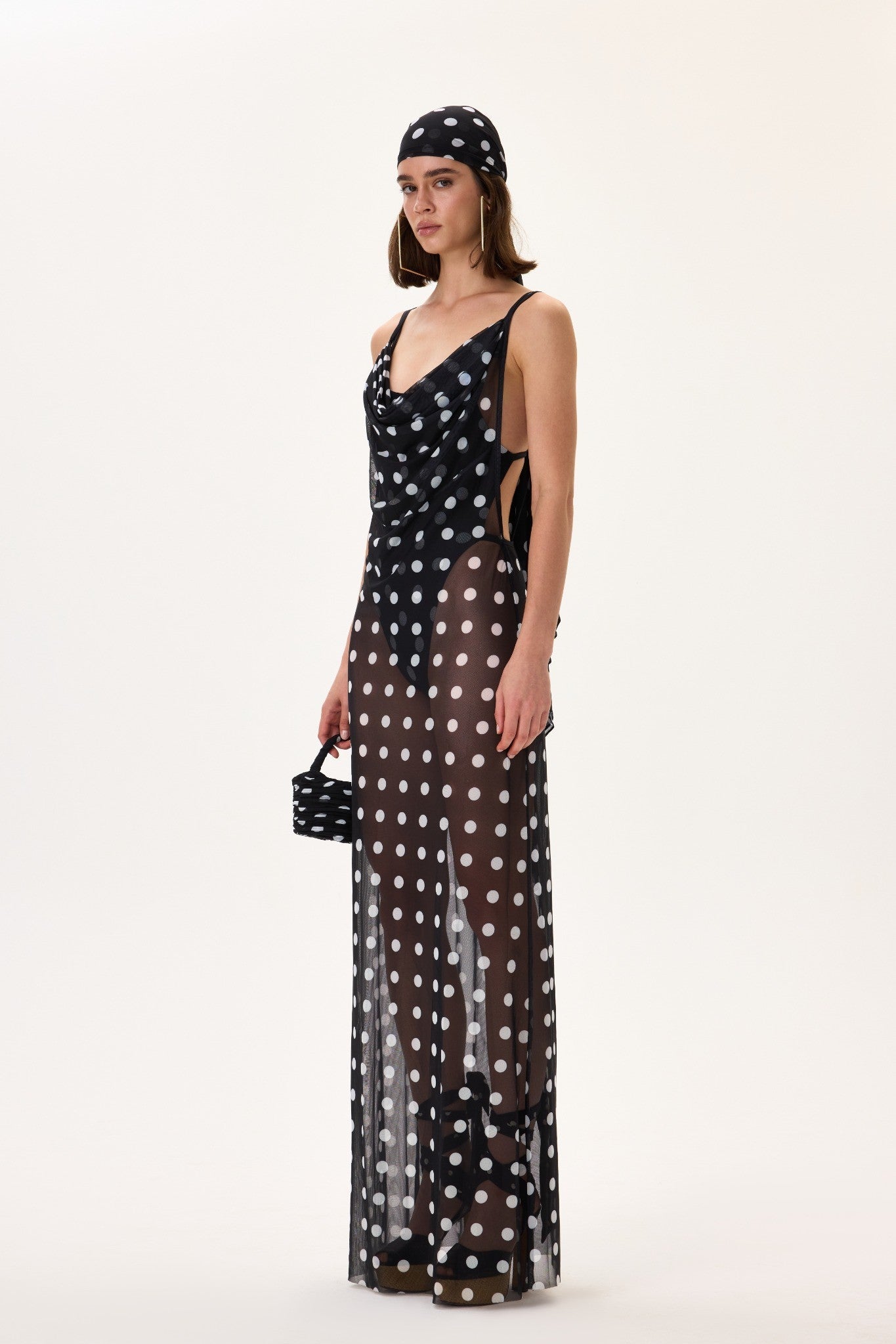SS26-D-1045-36 raisa_vanessa black-polka-dot-cowl-neckline-see-through-chiffon-pareo-dress