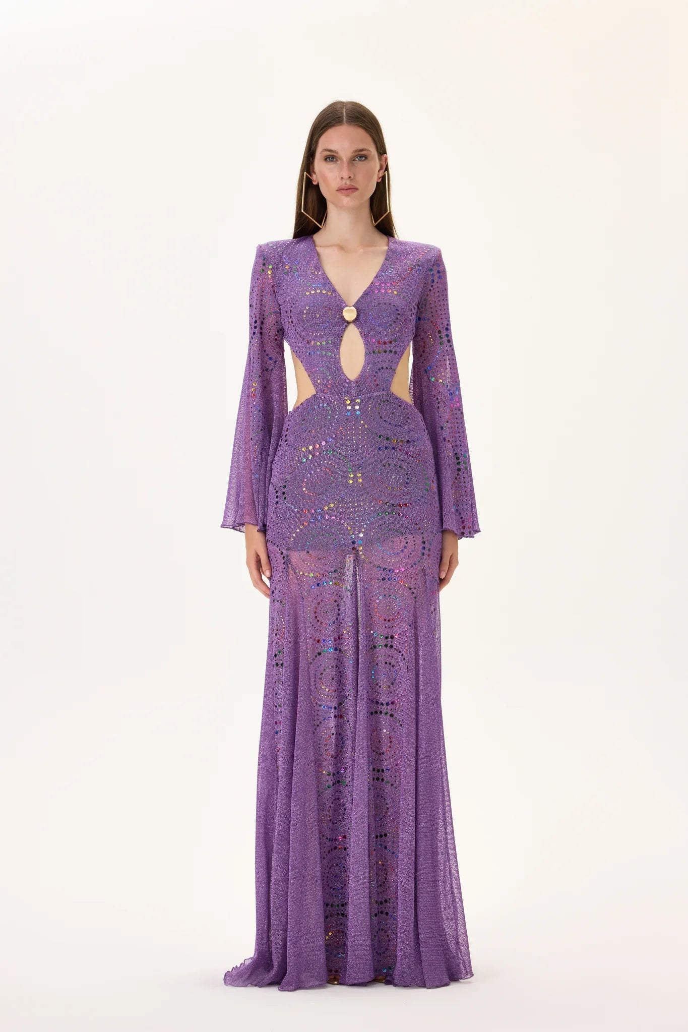 SS26-D-1041-34 raisa_vanessa multicolor-foil-printed-violet-jersey-dress-with-flare-sleeves