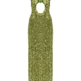 Halter Neck Sequined Maxi Dress