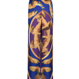 Patterned Satin Maxi Skirt Pants